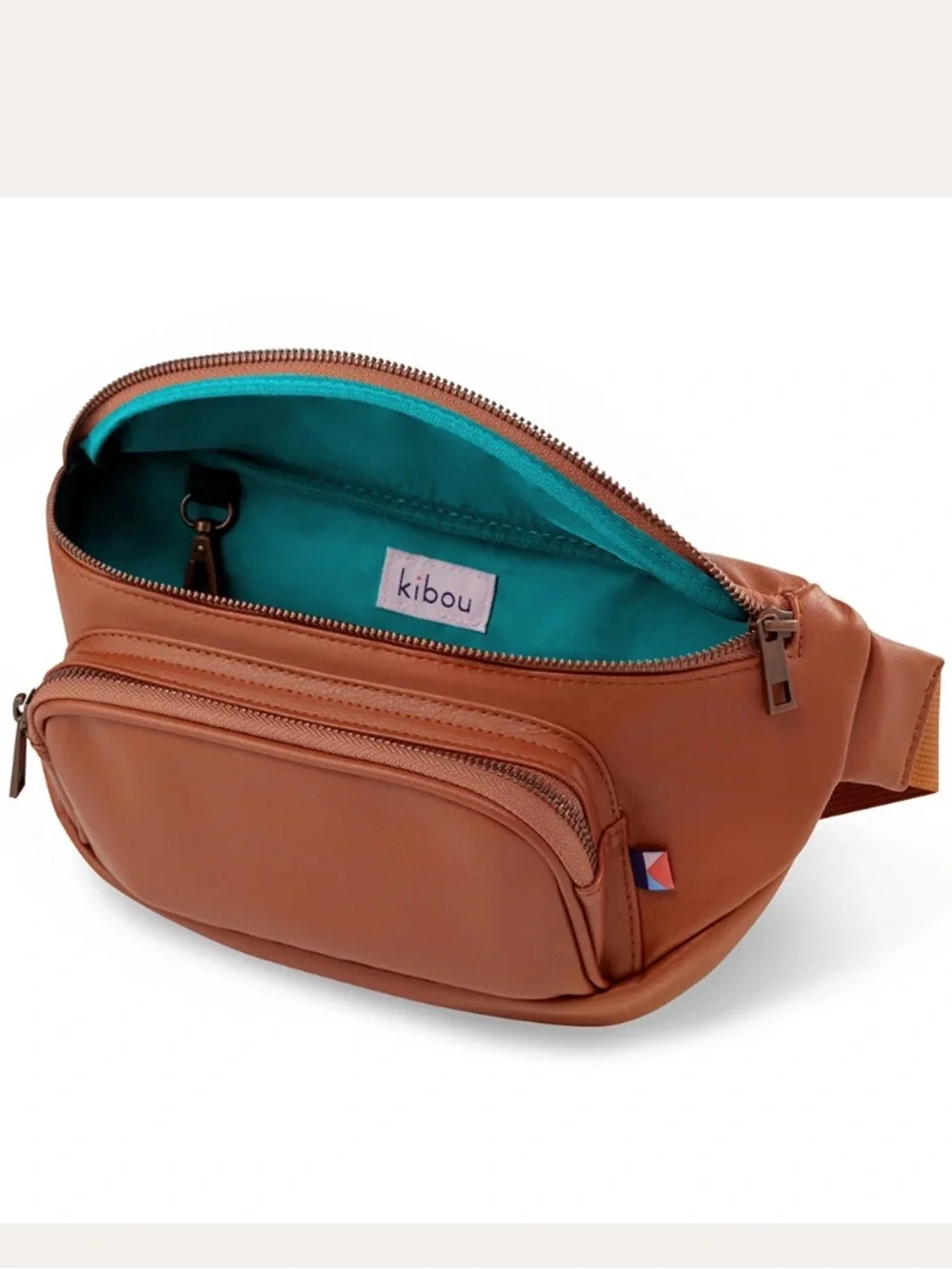 Kibou Travel Diaper Bag/Fanny Pack Vegan Leather Brown 11